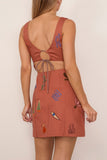 Alemais Dusty Embroidered Mini Dress in Rust