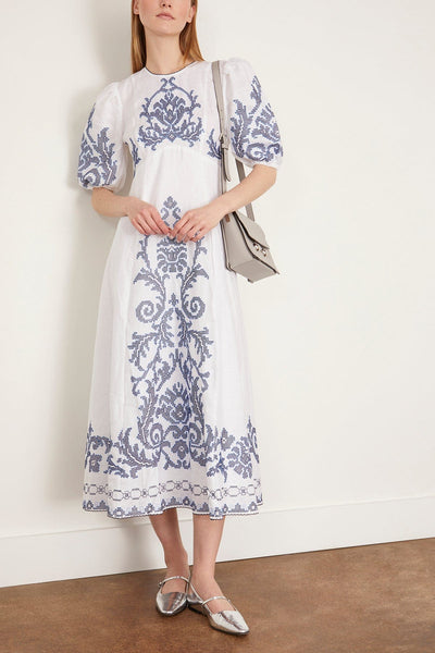 Alemais Casual Dresses Hazel Embroidered Midi Dress in White Alemais Hazel Embroidered Midi Dress in White