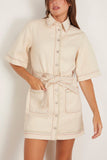 Alemais Norma Denim Mini Dress in Cream