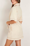 Alemais Norma Denim Mini Dress in Cream