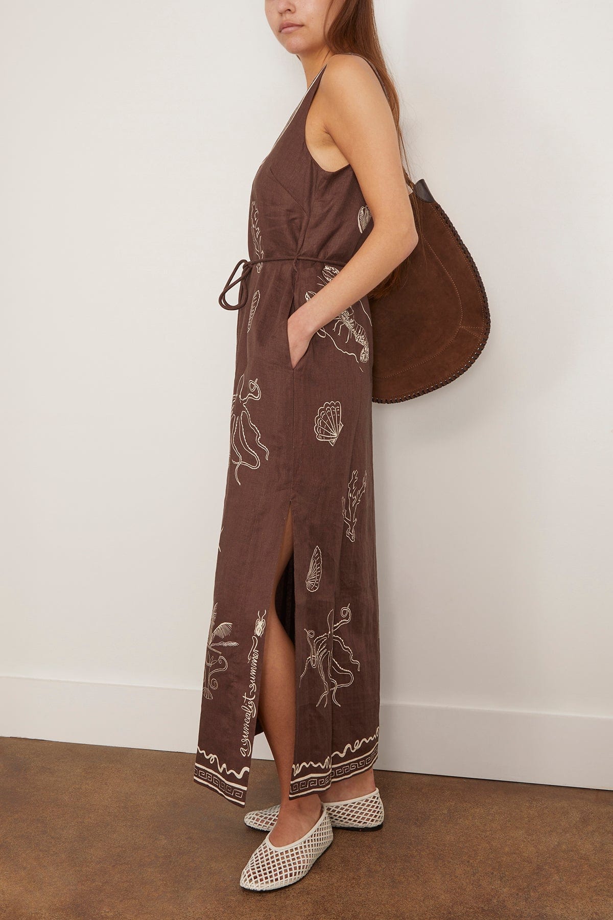 Alemais Sammy Midi Dress in Chocolate (TS) Hampden Clothing Alemais Sammy Midi Dress in Chocolate (TS) Hampden Clothing