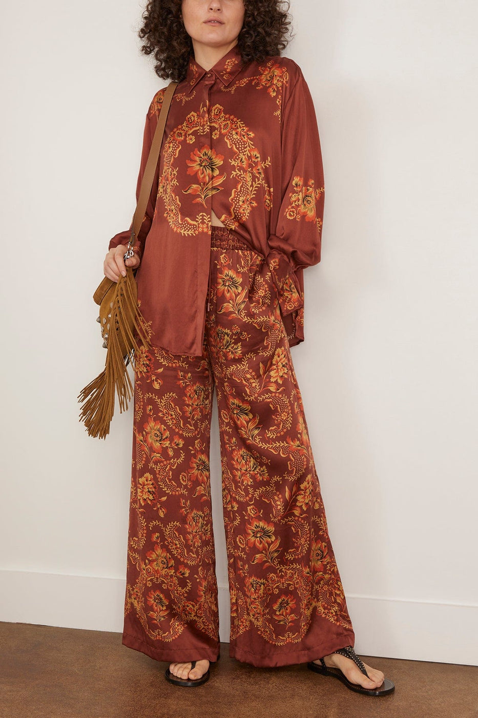 Alemais Seraphina Silk Shirt in Burgundy