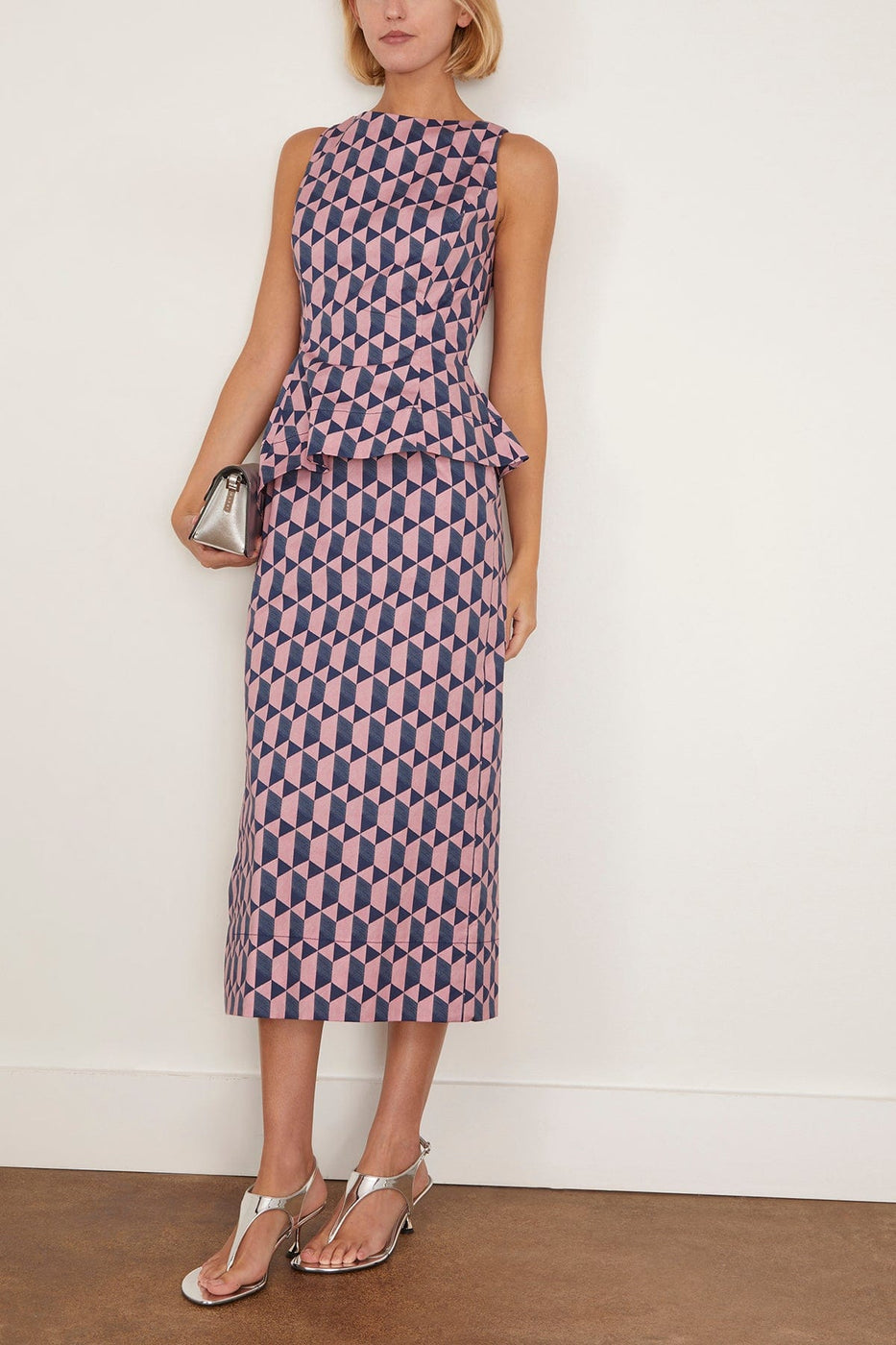 Amir Taghi Danielle Dress in Pink/Dark Navy