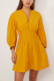 Apiece Apart Rocca Pleat Mini Dress in Lemon Curry