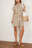 Apiece Apart San Vito Sarong Dress in Wide Stripes Coffee and Cream