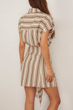 Apiece Apart San Vito Sarong Dress in Wide Stripes Coffee and Cream