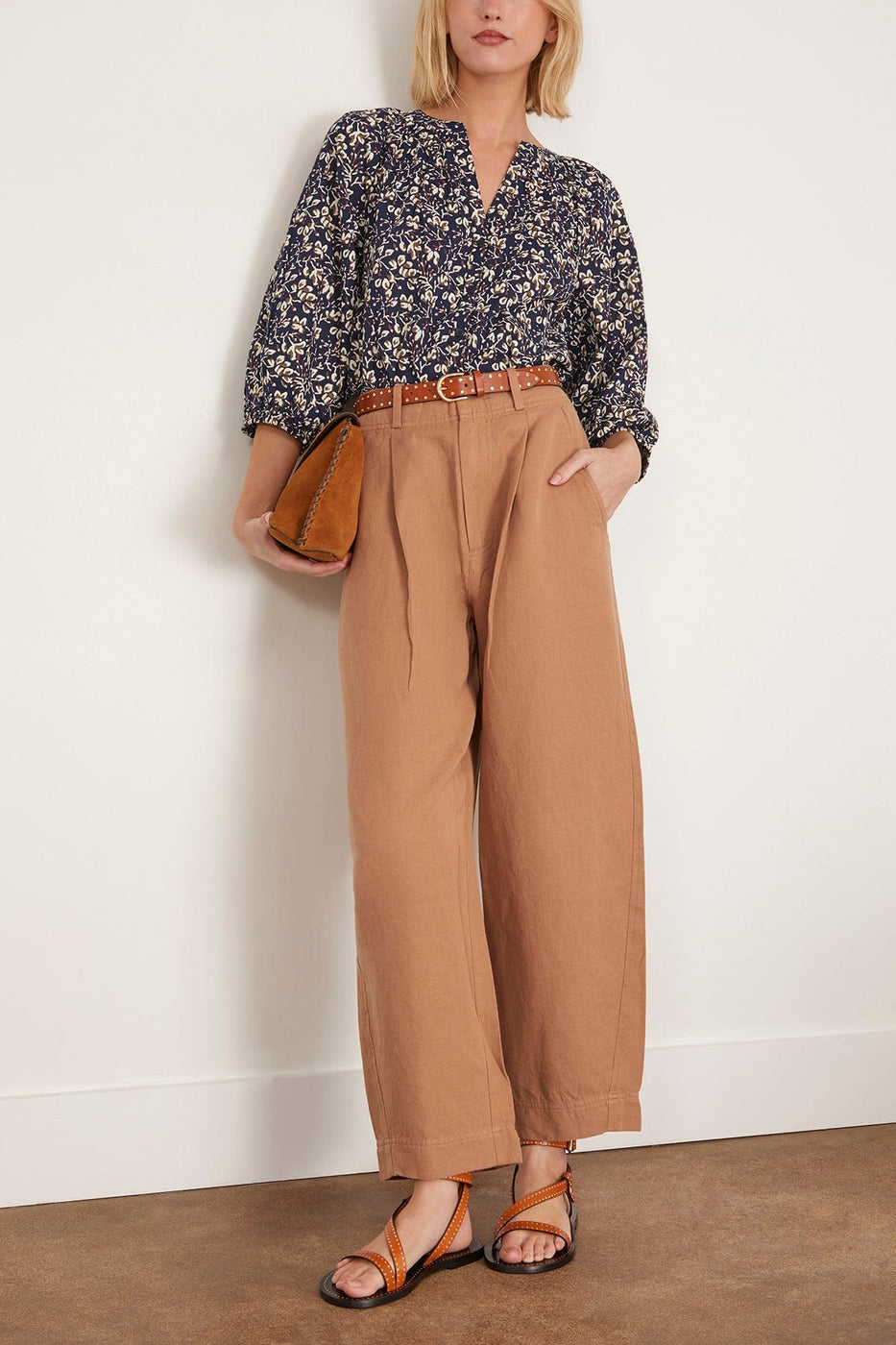 Apiece Apart Pants Bari Crop Trouser in Deep Khaki Apiece Apart Bari Crop Trouser in Deep Khaki