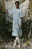 Sea Arianna Lace Short Sleeve Midi Dress in Blue