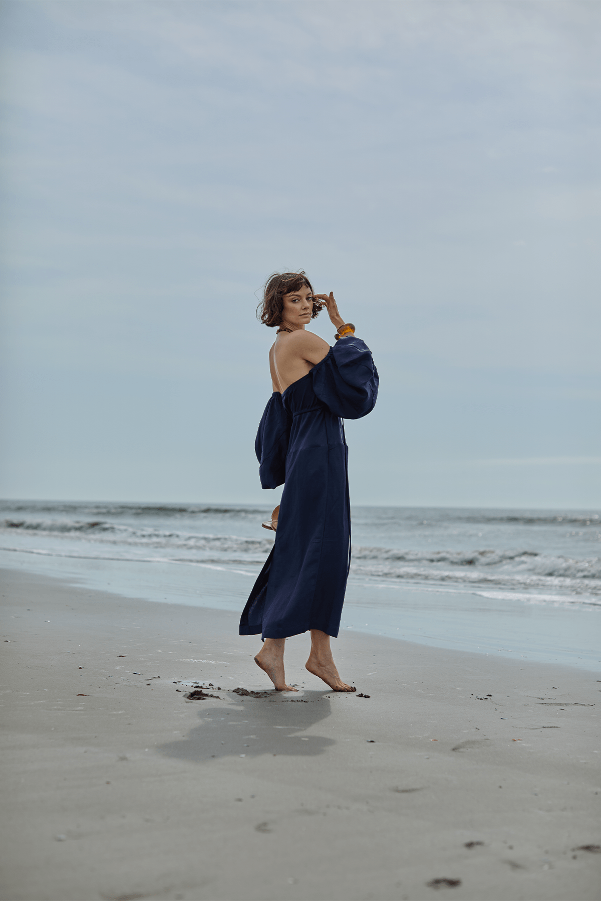 Rosie Assoulin Balloon-Sleeve Dress Navy 2