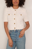Balmain Light Knit Tweed Cardigan in White