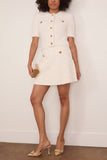 Balmain Light Knit Tweed Skirt in White