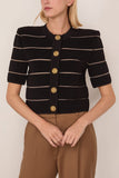 Balmain Stripe Knit Cardigan in Black