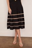 Balmain Stripe Knit Flare Skirt in Black