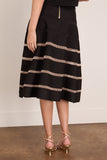 Balmain Stripe Knit Flare Skirt in Black