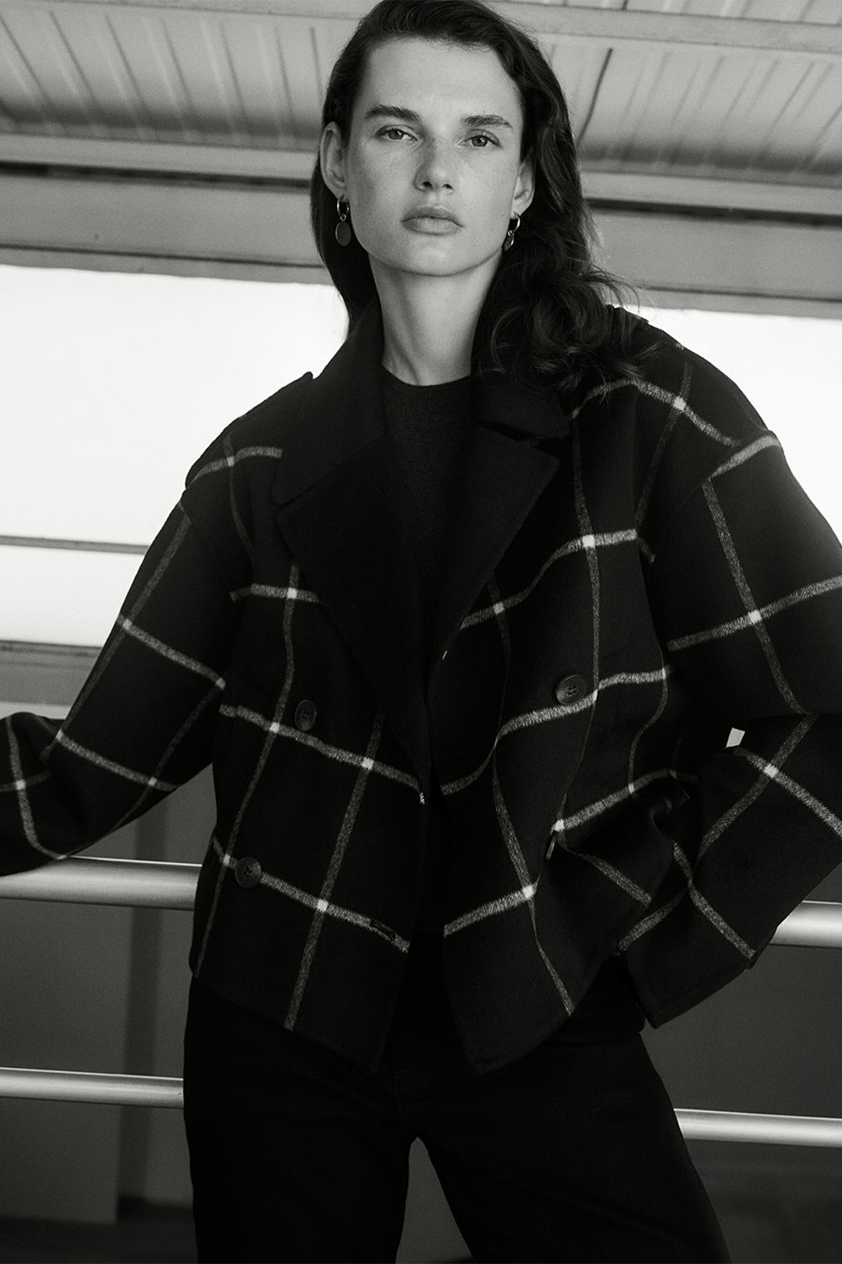 Vanessa Bruno Beran Coat in Noir/Blanc