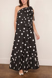 Bernadette Winnie Midi Dress in White Polka Rain