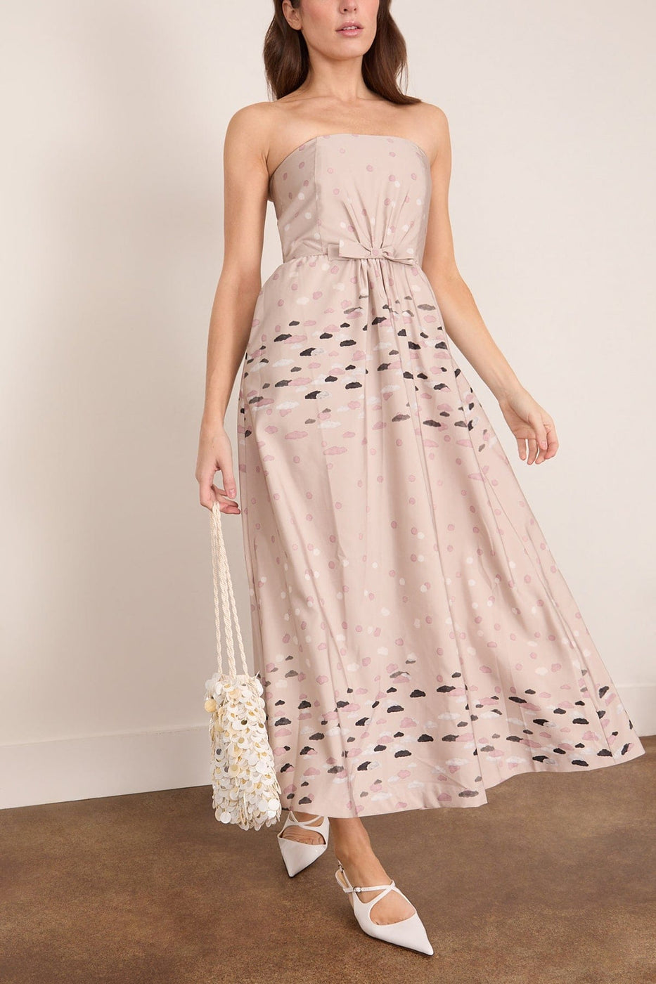 Bernadette Bodette Dress in Polka Clouds