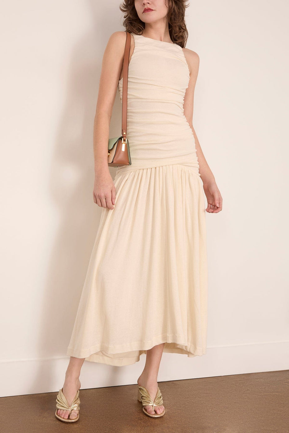 Bite Studios Evidente Shoulder Dress in Off White