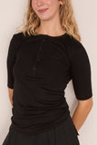 Bite Studios Leo Buttoned Rib Merino Top in Black