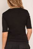 Bite Studios Leo Buttoned Rib Merino Top in Black