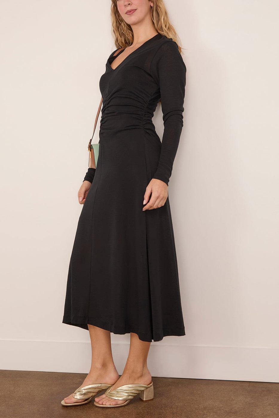 Bite Studios Steep V-Neck Dress in Black