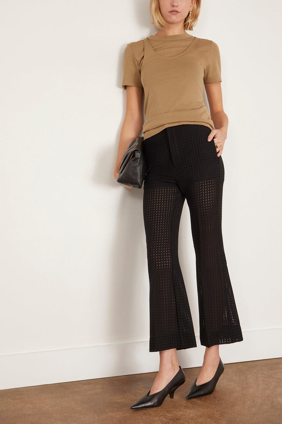 Bite Studios Pants Credo Check Cropped Trouser in Black Bite Studios Credo Check Cropped Trouser in Black