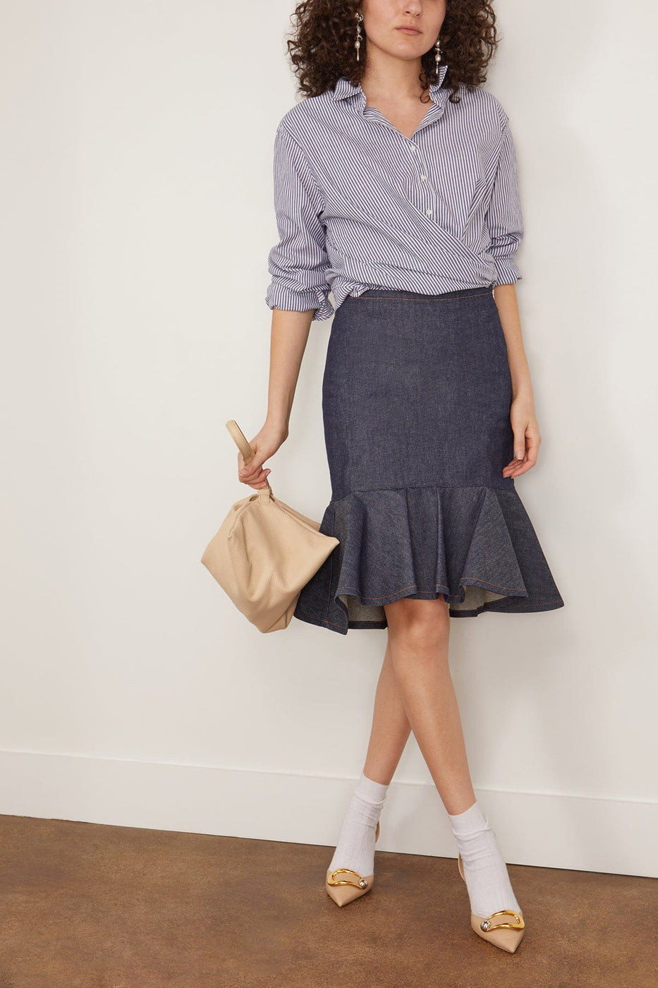 Petal Organic Denim Skirt in Dark Blue Raw