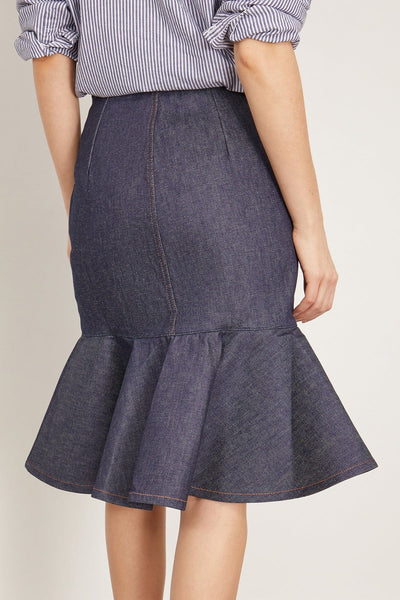 Petal Organic Denim Skirt in Dark Blue Raw