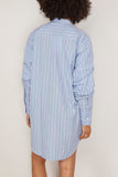 Bite Studios Pleated Sleeve Tuxedo Shirt Dress in Arctic Blue Stripe