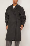 Bite Studios Pleated Sleeve Wool Coat in Dark Grey Melange