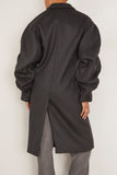 Bite Studios Pleated Sleeve Wool Coat in Dark Grey Melange