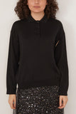 Bite Studios Polo Neck Merino Wool Cut-Out Knit Sweater in Black