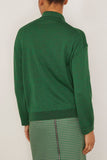 Bite Studios Polo Neck Merino Wool Cut-Out Knit Sweater in Dark Green Melange