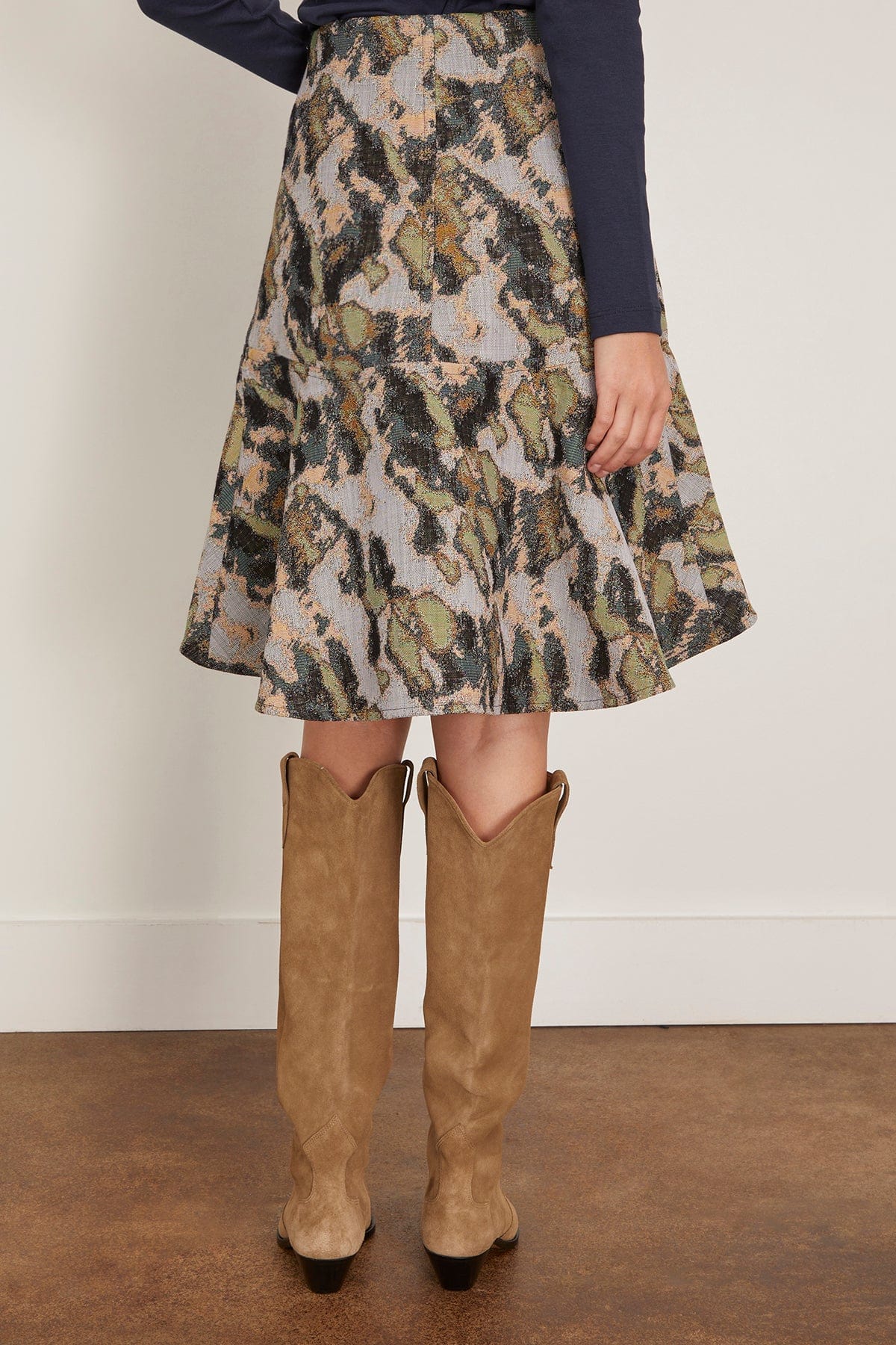 Bite Studios Shield Jacquard Wool Skirt in Autumn Field