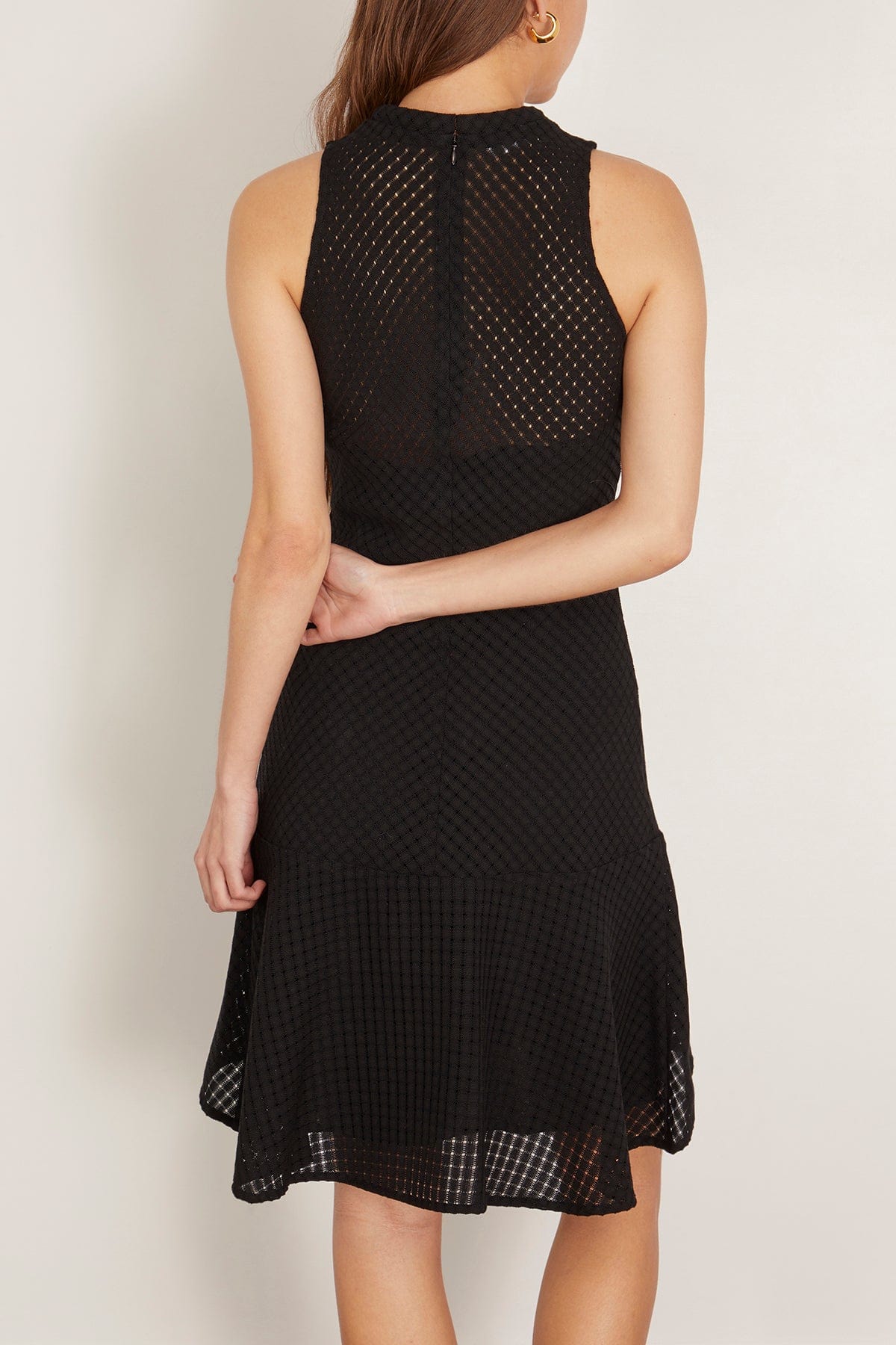 black dress mini casual Bite Studios - Bite Studios Shield Organic Cotton Check Mini Dress in Black 36 / 4 US