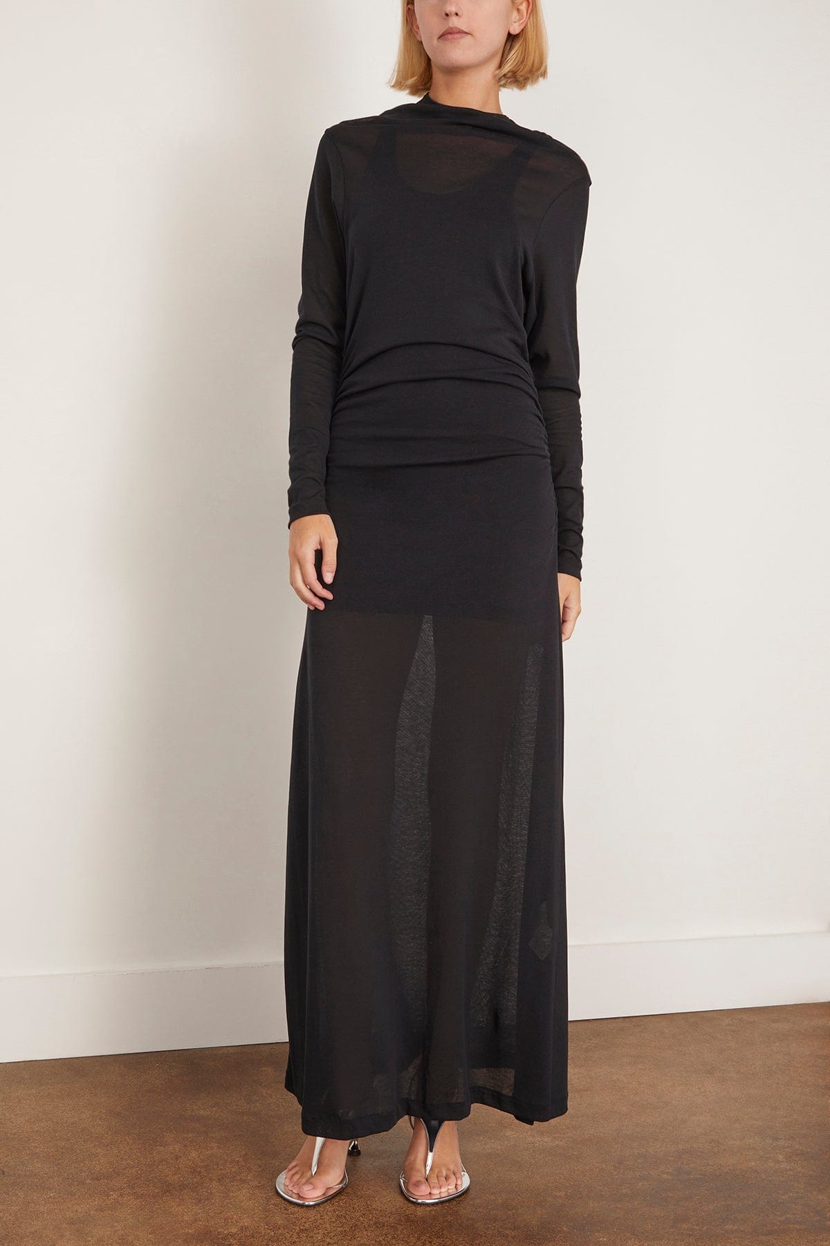 Bite Studios Stage Sheer Organic Cotton Layered Dress in Black