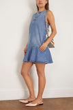 Brandon Maxwell Rosie Crew Neck Mini Dress in Medium Vintage Wash
