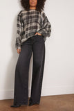 Brandon Maxwell The Briggs Relaxed Blouse with Balloon Sleeves in Smeared Plaid