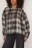 Brandon Maxwell The Briggs Relaxed Blouse with Balloon Sleeves in Smeared Plaid