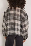 Brandon Maxwell The Briggs Relaxed Blouse with Balloon Sleeves in Smeared Plaid