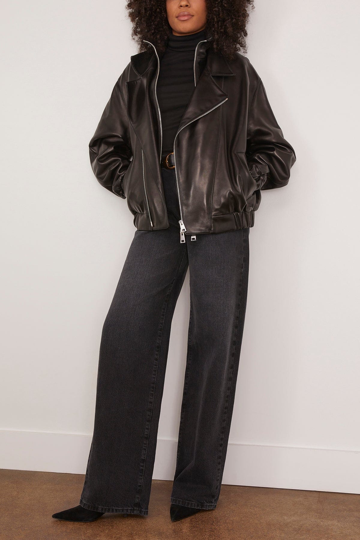 Brandon Maxwell The Callan Wide Leg Pant in Vintage Black