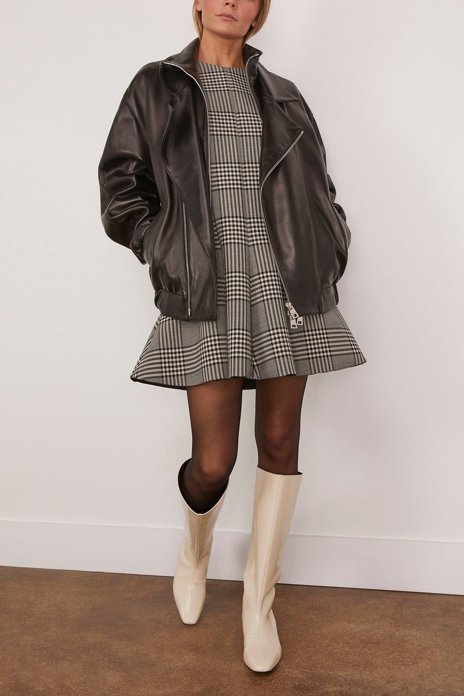 Brandon Maxwell The Emmett Double Zip Leather Moto Jacket in Black
