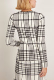 Brandon Maxwell The Greer Zip Front Knit Cardigan in Ivory Plaid