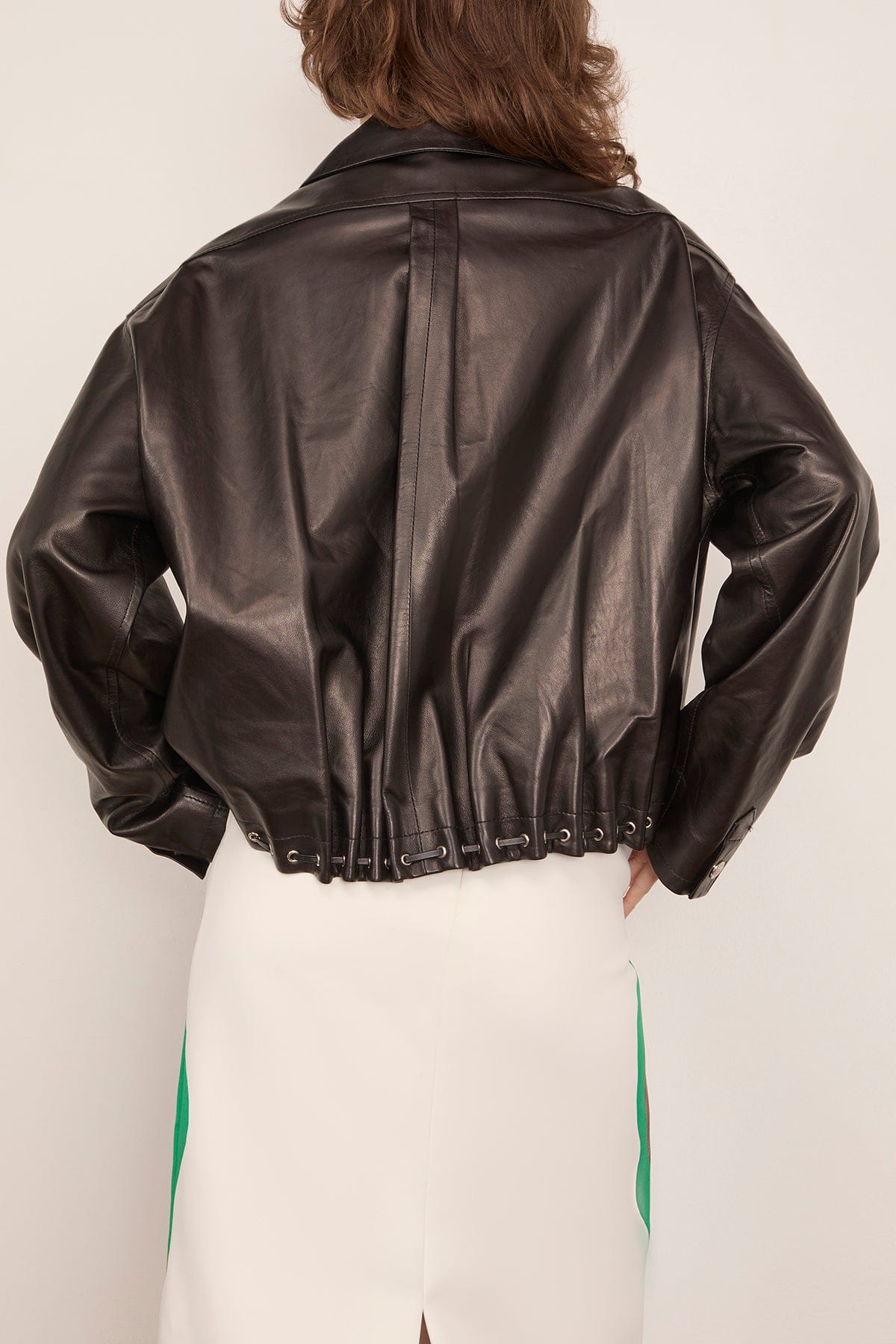 Brandon Maxwell The Leland Leather Jacket in Black