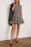 Brandon Maxwell The Sophie Crew Neck Fitted Mini Dress in Prince of Wales Plaid