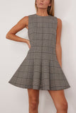 Brandon Maxwell The Sophie Crew Neck Fitted Mini Dress in Prince of Wales Plaid