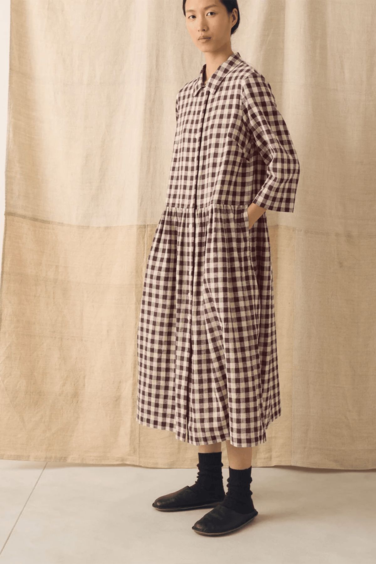 dress linen cotton Toast Check Linen Cotton Shirt Dress in Dark Chocolate – Hampden Clothing