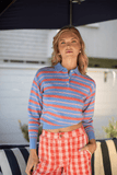 Guest In Residence Tops Collegiate Stripe Polo in French Blue Combo Guest In Residence Collegiate Stripe Polo in French Blue Combo