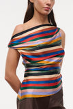 Staud Phare Silk Top in Artist Stripe