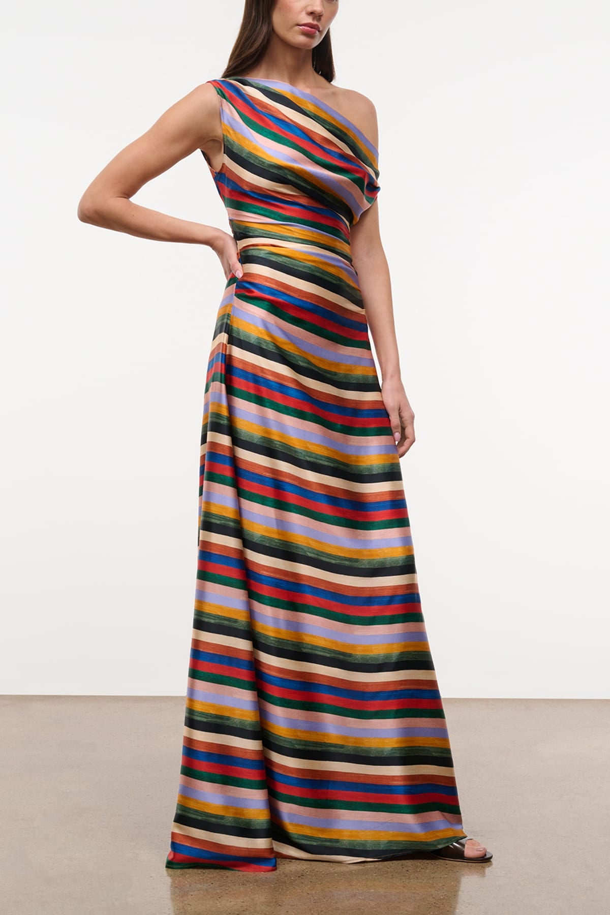 Staud Phare Silk Maxi Dress in Artist Stripe